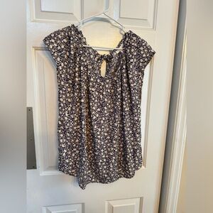 LC Lauren Conrad Navy Floral Blouse - Gently used.